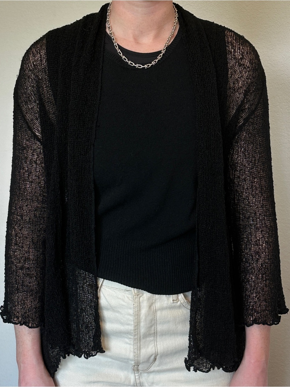 Witchy black mesh lace Fresco’s cardigan